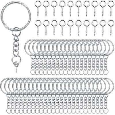 AiQInu 100 Stück 25mm Schlüsselanhänger mit Kette und Augenschraube, Schlüsselringe mit Spaltringe, Schlüsselring Set für Schlüssel Handwerk DIY, Schmuckherstellung Silber AiQInu 100 Stück 25mm Schlüsselanhänger mit Kette und Augenschraube, Schlüsselringe mit Spaltringe, Schlüsselring Set für Schlüssel Handwerk DIY, Schmuckherstellung Silber