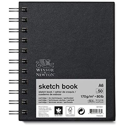 Winsor & Newton 6673001 Skizzenbuch mit Spiralbindung 50 Blatt Skizzenpapier, 170g/m² mit mikroperforieten Blättern in DIN A6 Winsor & Newton 6673001 Skizzenbuch mit Spiralbindung 50 Blatt Skizzenpapier, 170g/m² mit mikroperforieten Blättern in DIN A6