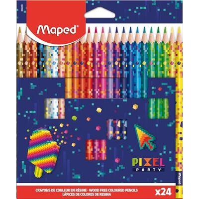 Maped Buntstifte Pixel Party Buntstifte aus Harz Buntstifte Kinder strapazierfähige Mine ergonomische Dreiecksform Box mit 24 Malstiften Maped Buntstifte Pixel Party Buntstifte aus Harz Buntstifte Kinder strapazierfähige Mine ergonomische Dreiecksform Box mit 24 Malstiften