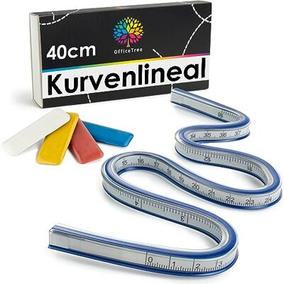 OfficeTree Flexibles Kurvenlineal 40 cm 16 Zoll Kurvenlineal Schneiderbedarf Kurvenlineal Flexibel Nähen & Zeichnen mit perfektem Werkzeug Flexibles Lineal inkl. 4x Kreide OfficeTree Flexibles Kurvenlineal 40 cm 16 Zoll Kurvenlineal Schneiderbedarf Kurvenlineal Flexibel Nähen & Zeichnen mit perfektem Werkzeug Flexibles Lineal inkl. 4x Kreide