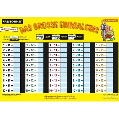 TimeTEX Zaubertafel "Mathematik" Großes 1 x 1 Rechen-Tafel mit Selbstkontrolle zum spielerischen Lernen und Üben von Multiplikation Inhalt: Großes 1 x 1 TimeTEX Zaubertafel "Mathematik" Großes 1 x 1 Rechen-Tafel mit Selbstkontrolle zum spielerischen Lernen und Üben von Multiplikation Inhalt: Großes 1 x 1