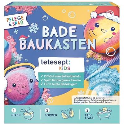 tetesept Kids Badebaukasten 1 Stück – DIY Bastelset für 3 bunte Badekugeln – Sprudelbälle zum Selberbasteln oder zum Verschenken für Kinder ab 5 Jahren tetesept Kids Badebaukasten 1 Stück – DIY Bastelset für 3 bunte Badekugeln – Sprudelbälle zum Selberbasteln oder zum Verschenken für Kinder ab 5 Jahren