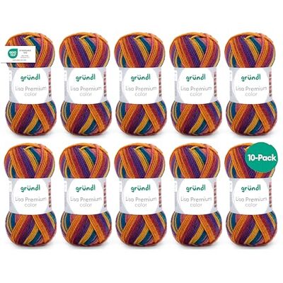 Gründl Lisa Premium Color, 10 x 50 g, Violett-Senf Garn zum Stricken mit Farbverlauf Häkelgarn Weich und hautfreundlich 100 % Polyacryl 50 g / 133 m -Nadelstärke 3,5-4,5 Gründl Lisa Premium Color, 10 x 50 g, Violett-Senf Garn zum Stricken mit Farbverlauf Häkelgarn Weich und hautfreundlich 100 % Polyacryl 50 g / 133 m -Nadelstärke 3,5-4,5