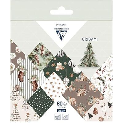 Clairefontaine 95638C Packung mit 60 Bogen Origamipapier 70g m2, 15x15cm, Weihnachten Cozy, 1 Pack Clairefontaine 95638C Packung mit 60 Bogen Origamipapier 70g m2, 15x15cm, Weihnachten Cozy, 1 Pack