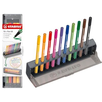 STABILO Premium-Filzstift Pen 68 10er Click Set, 10 Farben STABILO Premium-Filzstift Pen 68 10er Click Set, 10 Farben