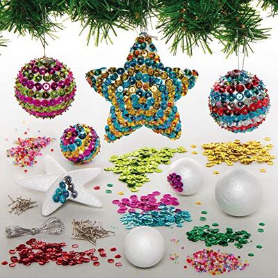 Baker Ross AX383 Pailleten-Weihnachtskugel-Set, 10 Stück, machen Sie Ihren eigenen Weihnachtsbaumschmuck, festlicher Kunst- und Bastelbedarf für Kinder zum Basteln und Dekorieren Baker Ross AX383 Pailleten-Weihnachtskugel-Set, 10 Stück, machen Sie Ihren eigenen Weihnachtsbaumschmuck, festlicher Kunst- und Bastelbedarf für Kinder zum Basteln und Dekorieren