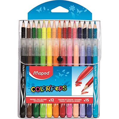 Maped M897412 Kombipack Color Peps Jungle, 12 Filzstifte, 15 Buntstifte Maped M897412 Kombipack Color Peps Jungle, 12 Filzstifte, 15 Buntstifte