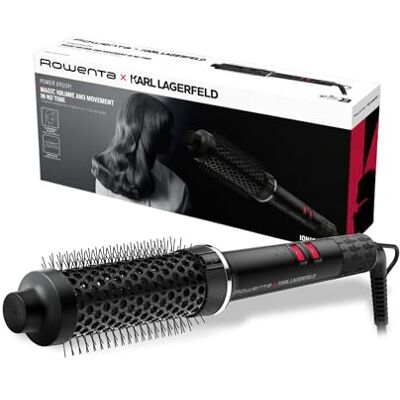 Rowenta X Karl Lagerfeld Power Brush Volumenstyler, 38-mm-Keramikbürste Ionengenerator, Keramikbeschichtung, LED-Temperaturanzeige, anpassbare Einstellung, ergonomisch, Schwarz/Rot, UB572LE0 Rowenta X Karl Lagerfeld Power Brush Volumenstyler, 38-mm-Keramikbürste Ionengenerator, Keramikbeschichtung, LED-Temperaturanzeige, anpassbare Einstellung, ergonomisch, Schwarz/Rot, UB572LE0