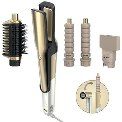 Shark Glam Multistyler und Haartrockner für glatte Haare, HD6041SEU Wellen und Locken, mit hitzekontrollierter Keramik, Gloss-Lock-Technologie und 4 Styling-Aufsätzen inkl. Silki, Glossi Shark Glam Multistyler und Haartrockner für glatte Haare, HD6041SEU Wellen und Locken, mit hitzekontrollierter Keramik, Gloss-Lock-Technologie und 4 Styling-Aufsätzen inkl. Silki, Glossi