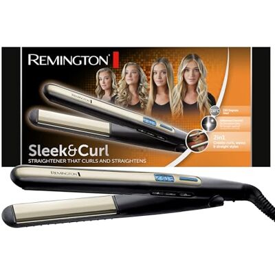 Remington Glätteisen Sleek & Curl (abgerundetes Design -ideal zum Glätten & Stylen von Locken und Wellen, hochwertige Ultra-Turmalin-Keramikbeschichtung) LCD-Display, 150-230°C, Haarglätter S6500 Remington Glätteisen Sleek & Curl (abgerundetes Design -ideal zum Glätten & Stylen von Locken und Wellen, hochwertige Ultra-Turmalin-Keramikbeschichtung) LCD-Display, 150-230°C, Haarglätter S6500