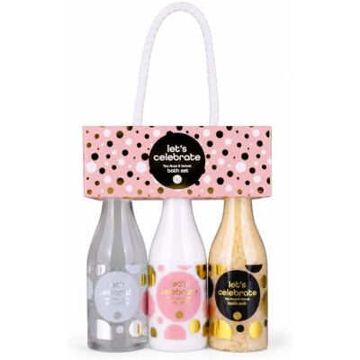 accentra Let's celebrate Geschenkset Frauen in Plastik Sekt-Fläschchen Bade- & Duschset mit Tea Rose & Velvet inkl. Duschgel, Bodylotion & Badesalz 3-Teiliges Wellness Set für Damen & Mädchen accentra Let's celebrate Geschenkset Frauen in Plastik Sekt-Fläschchen Bade- & Duschset mit Tea Rose & Velvet inkl. Duschgel, Bodylotion & Badesalz 3-Teiliges Wellness Set für Damen & Mädchen