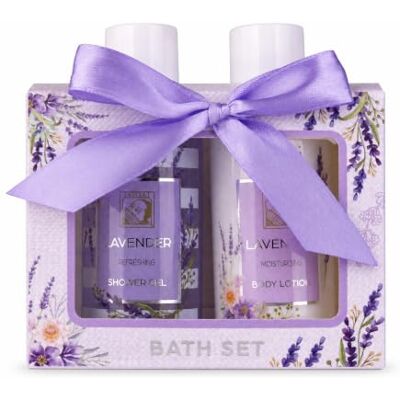 accentra Badeset LAVENDEL Wellness Geschenkset in Lila und Weiß Duschgel und Bodylotion in Geschenkbox mit Sichtfenster, ideal als kleine Aufmerksamkeit zu Geburtstag oder Muttertag accentra Badeset LAVENDEL Wellness Geschenkset in Lila und Weiß Duschgel und Bodylotion in Geschenkbox mit Sichtfenster, ideal als kleine Aufmerksamkeit zu Geburtstag oder Muttertag