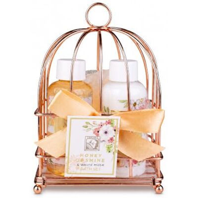 accentra Badeset HONEY JASMINE im Drahtkorb für Frauen in Apricot/Weiß/Gold Geschenkset mit Duschgel, Bodylotion & Netzschwamm für entspannte Auszeiten, Geschenk zu Muttertag, Geburtstag & Weihnachten accentra Badeset HONEY JASMINE im Drahtkorb für Frauen in Apricot/Weiß/Gold Geschenkset mit Duschgel, Bodylotion & Netzschwamm für entspannte Auszeiten, Geschenk zu Muttertag, Geburtstag & Weihnachten