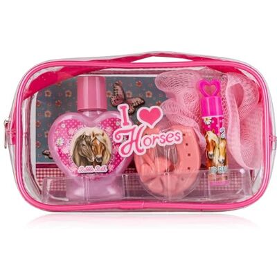 accentra Geschenkset I LOVE HORSES für Jugendliche und Mädchen in Kosmetiktasche, inkl. Schaumbad, Seife, Lippenbalsam mit leckerem Duft nach Erdbeere & einem Schwamm accentra Geschenkset I LOVE HORSES für Jugendliche und Mädchen in Kosmetiktasche, inkl. Schaumbad, Seife, Lippenbalsam mit leckerem Duft nach Erdbeere & einem Schwamm