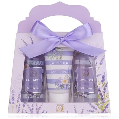 accentra Badeset LAVENDEL, Geschenkset für Damen mit 100 ml Duschgel, 50 ml Bodylotion und 100 ml Schaumbad, Pflegebox in Lila Weiß, Wellness Geschenk für Geburtstag, Muttertag oder kleine Auszeit accentra Badeset LAVENDEL, Geschenkset für Damen mit 100 ml Duschgel, 50 ml Bodylotion und 100 ml Schaumbad, Pflegebox in Lila Weiß, Wellness Geschenk für Geburtstag, Muttertag oder kleine Auszeit