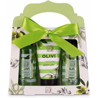 accentra Badeset OLIVE mit Duschgel, Schaumbad & Bodylotion in Geschenkbox Pflegeset für Frauen in Grün, Weiß & Gold, Geschenkset mit Olivenduft zu Geburtstag, Muttertag und Valentinstag accentra Badeset OLIVE mit Duschgel, Schaumbad & Bodylotion in Geschenkbox Pflegeset für Frauen in Grün, Weiß & Gold, Geschenkset mit Olivenduft zu Geburtstag, Muttertag und Valentinstag