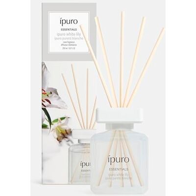 Ipuro Essentials WHITE LILY Raumduft mit Stäbchen 200 ml Raumerfrischer mit Pfirsich, Maiglöckchen, Jasmin, Nelke, weißem Moschus & Zedernholz Duft Aroma Diffuser mit Stäbchen Lufterfrischer Ipuro Essentials WHITE LILY Raumduft mit Stäbchen 200 ml Raumerfrischer mit Pfirsich, Maiglöckchen, Jasmin, Nelke, weißem Moschus & Zedernholz Duft Aroma Diffuser mit Stäbchen Lufterfrischer