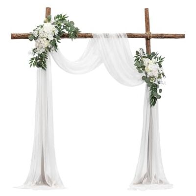 VEVOR Blumenset für Hochzeit Bogen, weiße Blumen für Traubogen mit Vorhängen (3er-Set) – 2 Blumenarrangements, 1 transparente Vorhänge, für Zeremoniensträuße, Empfangshintergrunddekoration VEVOR Blumenset für Hochzeit Bogen, weiße Blumen für Traubogen mit Vorhängen (3er-Set) – 2 Blumenarrangements, 1 transparente Vorhänge, für Zeremoniensträuße, Empfangshintergrunddekoration