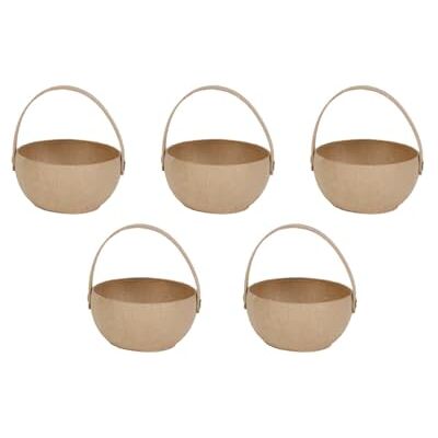 décopatch AC463Opack Packung 5 Körben Dekokorb aus Pappmaché, mit Henkel, klein und rund, 11x10x11,5 cm, Kartonbraun, 1 Pack décopatch AC463Opack Packung 5 Körben Dekokorb aus Pappmaché, mit Henkel, klein und rund, 11x10x11,5 cm, Kartonbraun, 1 Pack