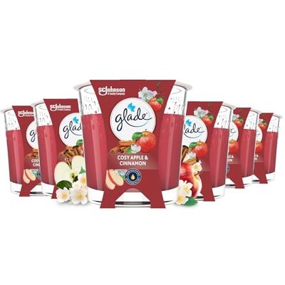 Glade Duft-Kerze im Glas, Cosy Apple & Cinnamon, bis zu 27 Stunden Brenndauer, 6er Pack (6 x 112g) Glade Duft-Kerze im Glas, Cosy Apple & Cinnamon, bis zu 27 Stunden Brenndauer, 6er Pack (6 x 112g)