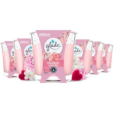 Glade Duftkerze Kerzen Set im Glas, I Love You, 6er Pack, 6x112g 6 Duftkerzen Set, bis zu 27 Std. Brenndauer, Kerzen im Glas Deko, Wohnzimmer, Vorteilspack Glade Duftkerze Kerzen Set im Glas, I Love You, 6er Pack, 6x112g 6 Duftkerzen Set, bis zu 27 Std. Brenndauer, Kerzen im Glas Deko, Wohnzimmer, Vorteilspack