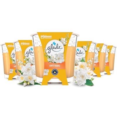 Glade Duftkerze im Glas, Anti-Tabac, bis zu 27h Brenndauer Kerze, 6er Pack Duftkerzen (6 x 112g) Glade Duftkerze im Glas, Anti-Tabac, bis zu 27h Brenndauer Kerze, 6er Pack Duftkerzen (6 x 112g)