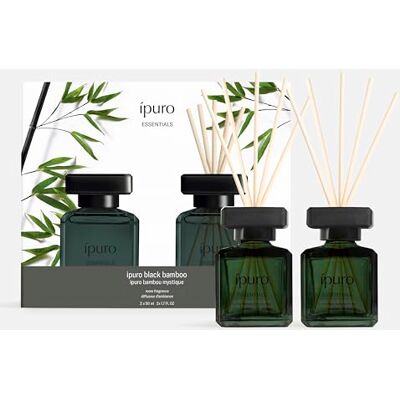 Ipuro Essentials BLACK BAMBOO Raumduft mit Stäbchen 2x50 ml Raumerfrischer mit Jasmin, Zitrone, Apfel, & Holzige Amber-Moschus Note Duft Aroma Diffuser mit Stäbchen Lufterfrischer Ipuro Essentials BLACK BAMBOO Raumduft mit Stäbchen 2x50 ml Raumerfrischer mit Jasmin, Zitrone, Apfel, & Holzige Amber-Moschus Note Duft Aroma Diffuser mit Stäbchen Lufterfrischer