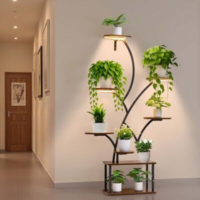 VEVOR Pflanzenständer mit Wachstumslichtern, 8-stöckiges Pflanzenregal, Blumenständer, 3 Timer- & 10 Helligkeitsstufen, Blumenregal als Dekoration für Wohnzimmer & Balkon, 920x310x1575 mm VEVOR Pflanzenständer mit Wachstumslichtern, 8-stöckiges Pflanzenregal, Blumenständer, 3 Timer- & 10 Helligkeitsstufen, Blumenregal als Dekoration für Wohnzimmer & Balkon, 920x310x1575 mm