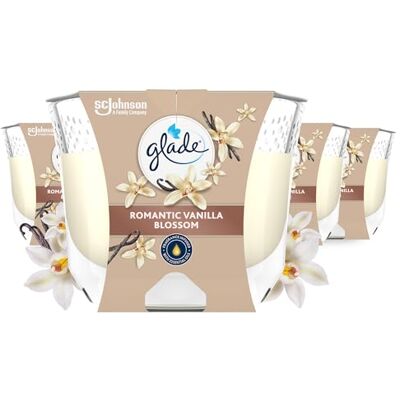 Glade Duft-Kerze im Glas, Romantic Vanilla Blossom, 4er Pack (4 x 204 g), bis zu 30 Stunden Brenndauer pro Kerze Glade Duft-Kerze im Glas, Romantic Vanilla Blossom, 4er Pack (4 x 204 g), bis zu 30 Stunden Brenndauer pro Kerze
