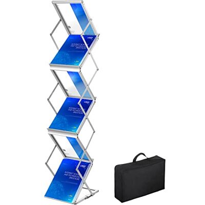 VEVOR Literaturständer, 6 Taschen, Pop-Up-Aluminium-Magazinständer, Leichter Kataloghalter, Ständer mit Tragetasche für Wohnzimmer, Hotel, Messe, Ausstellung, Büro, silber VEVOR Literaturständer, 6 Taschen, Pop-Up-Aluminium-Magazinständer, Leichter Kataloghalter, Ständer mit Tragetasche für Wohnzimmer, Hotel, Messe, Ausstellung, Büro, silber