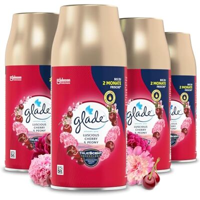 Glade Automatic Spray Nachfüller, Raumduft, Luscious Cherry & Peony, 4er Pack (4 x 269 ml) Glade Automatic Spray Nachfüller, Raumduft, Luscious Cherry & Peony, 4er Pack (4 x 269 ml)