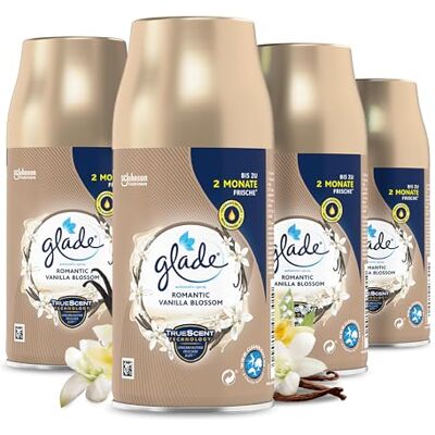 Glade Automatic Spray Nachfüller, Raumduft, Vanilla Blossom, 4er Pack Nachfüller für Automatic Spray, Romantic Vanilla Blossom (4 x 269 ml) Glade Automatic Spray Nachfüller, Raumduft, Vanilla Blossom, 4er Pack Nachfüller für Automatic Spray, Romantic Vanilla Blossom (4 x 269 ml)