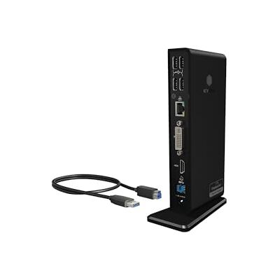 ICY BOX Laptop Docking Station (11-in-1) für 2 Monitore (1x HDMI und 1x DVI), 6x USB 3.0 HUB, Gigabit Ethernet, Audio, DisplayLink, IB-DK2241AC ICY BOX Laptop Docking Station (11-in-1) für 2 Monitore (1x HDMI und 1x DVI), 6x USB 3.0 HUB, Gigabit Ethernet, Audio, DisplayLink, IB-DK2241AC