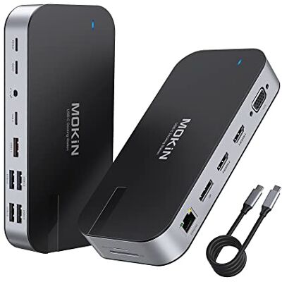 MOKiN Docking Station, USB-C Dockingstation Laptop 2 Monitore für Tragbare Computer, 16 in 1 Dock Hub mit Dual HDMI, 4K DisplayPort, VGA, 10Gbps, TF/SD Card Reader, 100W PD, RJ45 für Dell HP Lenovo MOKiN Docking Station, USB-C Dockingstation Laptop 2 Monitore für Tragbare Computer, 16 in 1 Dock Hub mit Dual HDMI, 4K DisplayPort, VGA, 10Gbps, TF/SD Card Reader, 100W PD, RJ45 für Dell HP Lenovo