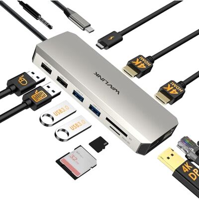 WAVLINK Laptop-Dockingstation, Dual-HDMI, DP, Single-4K@144Hz WAVLINK Laptop-Dockingstation, Dual-HDMI, DP, Single-4K@144Hz