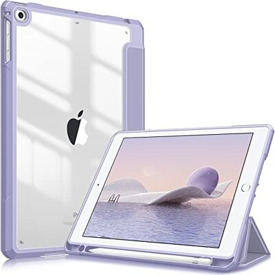 FINTIE Hybrid Hülle mit Stifthalter für iPad 6./5. Generation 2018/2017, iPad Air 2/Air 1. Gen 9.7 Zoll Stoßfeste Schutzhülle mit transparenter Hartschale auf der Rückseite Violett FINTIE Hybrid Hülle mit Stifthalter für iPad 6./5. Generation 2018/2017, iPad Air 2/Air 1. Gen 9.7 Zoll Stoßfeste Schutzhülle mit transparenter Hartschale auf der Rückseite Violett