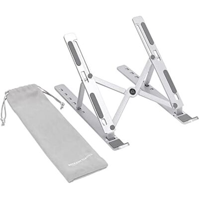 Amazon Basics Faltbarer Laptopständer, 6-stufig Verstellbar, Leichtes Tragbares Design, Ideal für Ergonomisches Arbeiten, Passend für 10" (25,4cm) bis 15,6" (39,6cm) Laptops, Silber Amazon Basics Faltbarer Laptopständer, 6-stufig Verstellbar, Leichtes Tragbares Design, Ideal für Ergonomisches Arbeiten, Passend für 10" (25,4cm) bis 15,6" (39,6cm) Laptops, Silber