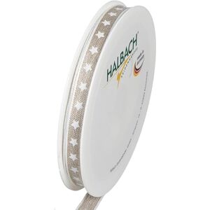 Halbach Seidenbänder Geschenkband Sterne Leinen Band mit Drahtkante und Sternen Druck für Weihnachten Farbe: natur/weiß Halbach Seidenbänder Geschenkband Sterne Leinen Band mit Drahtkante und Sternen Druck für Weihnachten Farbe: natur/weiß