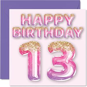 Stuff4 Geburtstagskarte zum 13. Geburtstag für Mädchen – rosa und lila Glitzerballons – Happy Karten für 13 Jahre altes Mädchen Tochter Schwester Enkelin Cousin 145 mm dreizehn dreizehnte Grußkarten Geschenk Stuff4 Geburtstagskarte zum 13. Geburtstag für Mädchen – rosa und lila Glitzerballons – Happy Karten für 13 Jahre altes Mädchen Tochter Schwester Enkelin Cousin 145 mm dreizehn dreizehnte Grußkarten Geschenk
