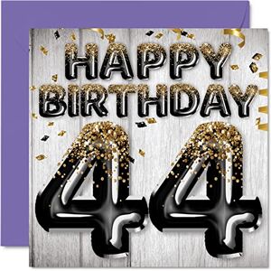 Stuff4 Geburtstagskarte zum 44. Geburtstag für Männer – schwarze und goldene Glitzerballons – Happy Karten für 44 Jahre alten Mann Papa Cousin Freund Bruder Onkel 145 mm Vierzig Viertel Grußkarten Geschenk Stuff4 Geburtstagskarte zum 44. Geburtstag für Männer – schwarze und goldene Glitzerballons – Happy Karten für 44 Jahre alten Mann Papa Cousin Freund Bruder Onkel 145 mm Vierzig Viertel Grußkarten Geschenk