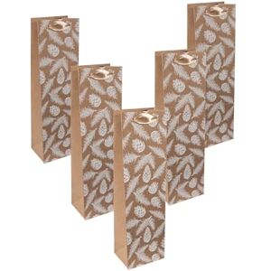 Sigel GT132/5 Flaschen-Geschenktüten aus Papier, 5er Set, braun/weiß, mit Seidenbandgriffen, 10 x 35 x 8 cm, Pine cones and pine branches, Papier-Geschenktaschen Weihnachten Sigel GT132/5 Flaschen-Geschenktüten aus Papier, 5er Set, braun/weiß, mit Seidenbandgriffen, 10 x 35 x 8 cm, Pine cones and pine branches, Papier-Geschenktaschen Weihnachten