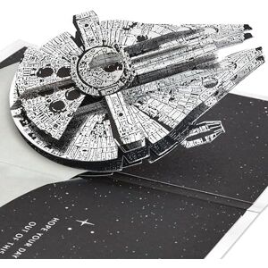 Hallmark Star Wars Millennium Falcon, 3D und Pop-Up Karte, für jeden Anlass, Geburtstag, Vatertag, Han Solo, Weltraum-Thema, Silber Hallmark Star Wars Millennium Falcon, 3D und Pop-Up Karte, für jeden Anlass, Geburtstag, Vatertag, Han Solo, Weltraum-Thema, Silber