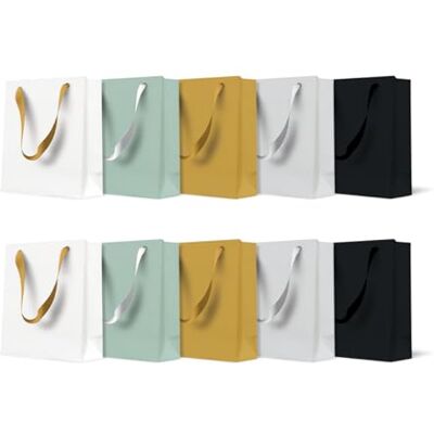 PAW Decor Collection PAW Geschenktüten 10 x 12 x 6,5 cm, 10 Stück Unifarben Stabil mit Griff, Mix aus 5 Designs, für Geburtstag, Hochzeit und jeden Anlass, im 10er-Set immer griffbereit PAW Decor Collection PAW Geschenktüten 10 x 12 x 6,5 cm, 10 Stück Unifarben Stabil mit Griff, Mix aus 5 Designs, für Geburtstag, Hochzeit und jeden Anlass, im 10er-Set immer griffbereit