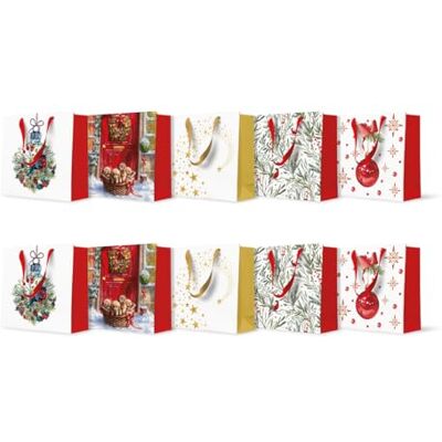 PAW Decor Collection PAW Weihnachtstüten 17 x 17 x 6 cm 10 Stück Mix aus 5 Designs Geschenktaschen mit Stoffhenkel Weihnachtsgeschenktüten Elegante Weihnachtstaschen für Geschenke Geschenktüten PAW Decor Collection PAW Weihnachtstüten 17 x 17 x 6 cm 10 Stück Mix aus 5 Designs Geschenktaschen mit Stoffhenkel Weihnachtsgeschenktüten Elegante Weihnachtstaschen für Geschenke Geschenktüten