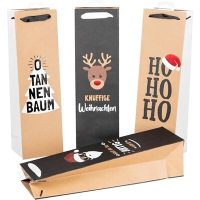 Heku Weihnachts-Flaschentaschen mit Hotfoil-Veredelung und Prägung, 24 Stück I X-mas Nature Trend mit 4 Motiven I Hochwertiges Papier I Vielseitige Größe für Wein & Spirituosen 40x10x12cm Heku Weihnachts-Flaschentaschen mit Hotfoil-Veredelung und Prägung, 24 Stück I X-mas Nature Trend mit 4 Motiven I Hochwertiges Papier I Vielseitige Größe für Wein & Spirituosen 40x10x12cm