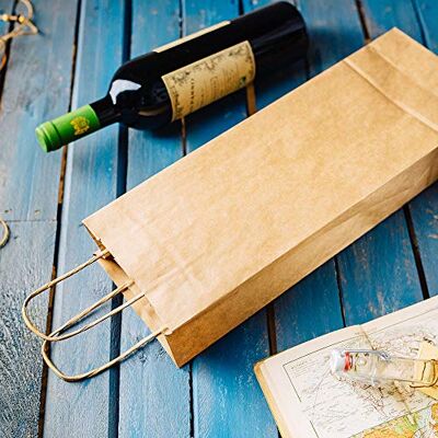 GREENBOX Flaschentüten Geschenk Tüten mit Henkel 14x8x40cm Kraftpapier Grammatur 100 G/M2 edle Flaschen Verpackung I Weinflaschentasche I Geschenkbeutel Wein I Papiertüten 25 Stück Natur GREENBOX Flaschentüten Geschenk Tüten mit Henkel 14x8x40cm Kraftpapier Grammatur 100 G/M2 edle Flaschen Verpackung I Weinflaschentasche I Geschenkbeutel Wein I Papiertüten 25 Stück Natur