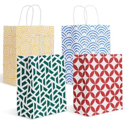 Parmedu Papiertüten-Set in 4 Farben: 24 Geschenktüten mit Griffen in Optimaler Größe 26 * 21,5 * 10CM, Verdickte Mitnahme-Tüten für Weihnachten, Feste, Geburtstage, Partys, Hochzeiten usw. Parmedu Papiertüten-Set in 4 Farben: 24 Geschenktüten mit Griffen in Optimaler Größe 26 * 21,5 * 10CM, Verdickte Mitnahme-Tüten für Weihnachten, Feste, Geburtstage, Partys, Hochzeiten usw.