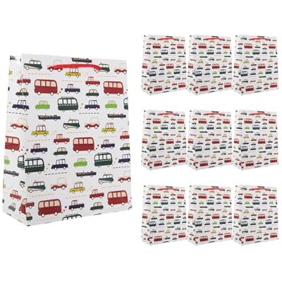 Idena 90245 Geschenktüten Fahrzeuge, 10 Stück, Geschenktaschen in der Größe 18 x 23 x 8 cm, weiße Papiertüten mit bunten Autos Idena 90245 Geschenktüten Fahrzeuge, 10 Stück, Geschenktaschen in der Größe 18 x 23 x 8 cm, weiße Papiertüten mit bunten Autos