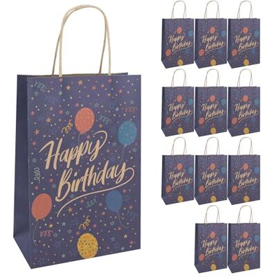 Idena 30399-12 Geschenktüten Happy Birthday, 12 Stück, Geschenktaschen in der Größe 18 x 10 x 27 cm, Papiertüten zum Geburtstag Idena 30399-12 Geschenktüten Happy Birthday, 12 Stück, Geschenktaschen in der Größe 18 x 10 x 27 cm, Papiertüten zum Geburtstag