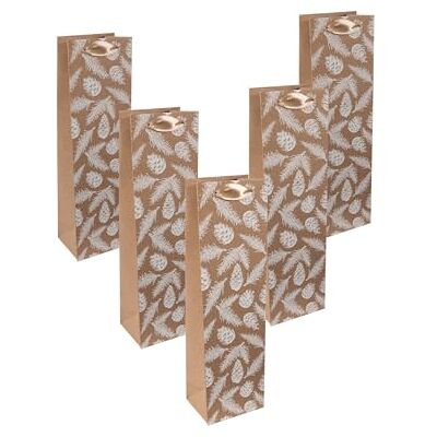 Sigel Premium Flaschen Geschenktüten aus Papier Tannenzapfen 5er Set GT132/5, Für Flaschenpräsente mit weihnachtlichem Design, 35 x 10 cm Sigel Premium Flaschen Geschenktüten aus Papier Tannenzapfen 5er Set GT132/5, Für Flaschenpräsente mit weihnachtlichem Design, 35 x 10 cm